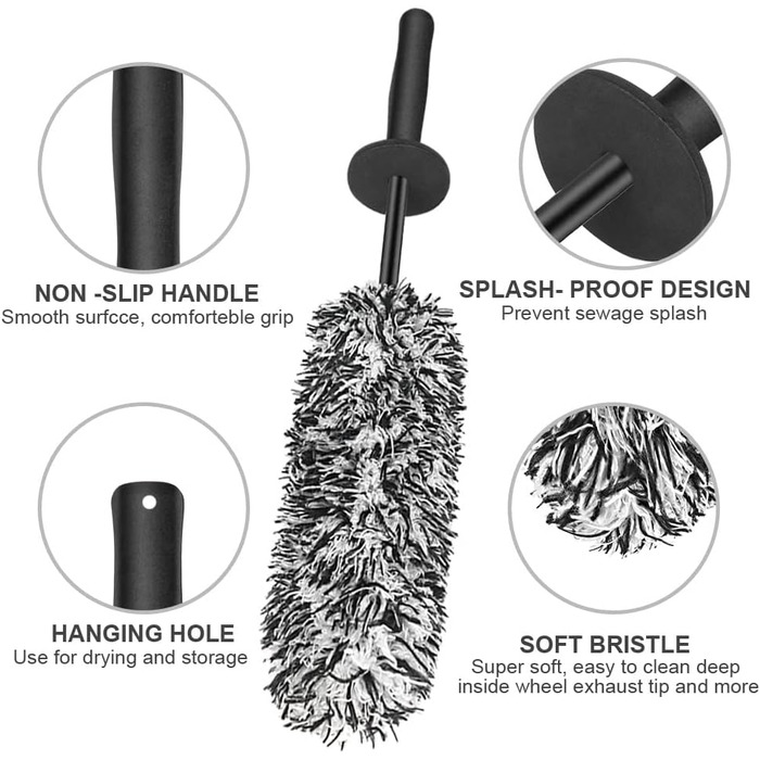 Щітка для дисків для алюмінієвих дисків, щітка для дисків з мікрофібри преміум-класу для особливо дбайливого очищення до самого кр