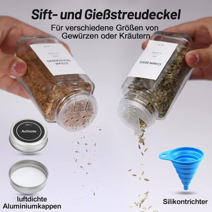 Органайзер для спецій з 28 баночками для спецій, 348 етикеток для спецій, 4-рівнева прозора акрилова вставка для шухляд для спецій для кухні, шафи, стільниці, набір з 28 предметів, прозорий