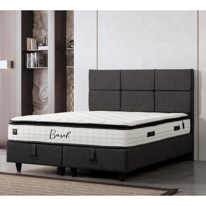 ПОСТІЛЬНА БІЛИЗНА BSS Матрац Basel 160x200 см з топпером Преміальний пружинний матрац Pocket Spring, висота 30 см, рівень жорсткості H3 7-зонний ортопедичний, дихаючий та гіпоалергенний (1 матрац з топпером) 160 x 200 см