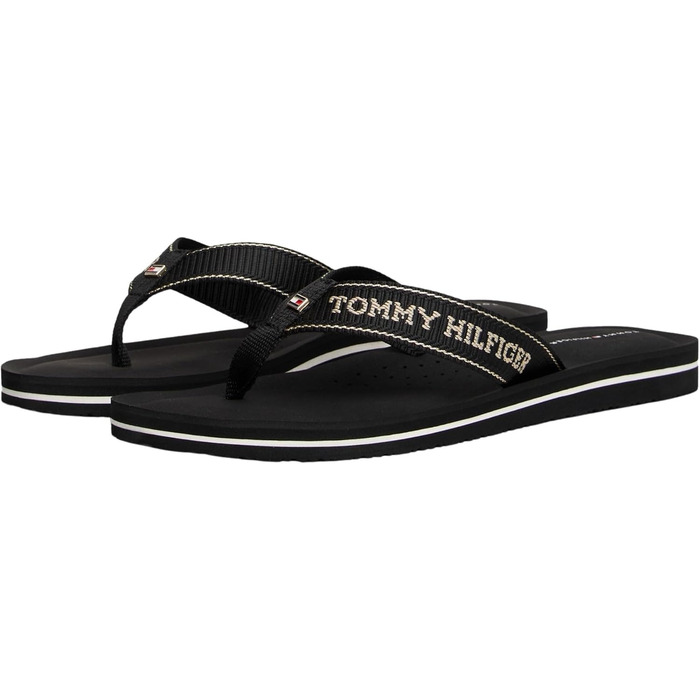 Жіночі шльопанці Tommy Hilfiger на середній танкетці, літні, чорного кольору, 42 EU