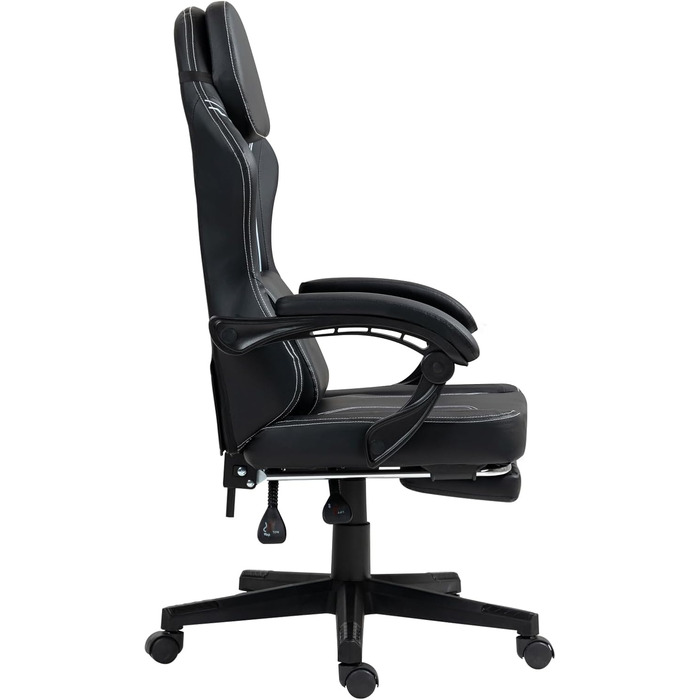 Чорне ігрове крісло - Підставка для ніг - Ергономічне - Регульована висота