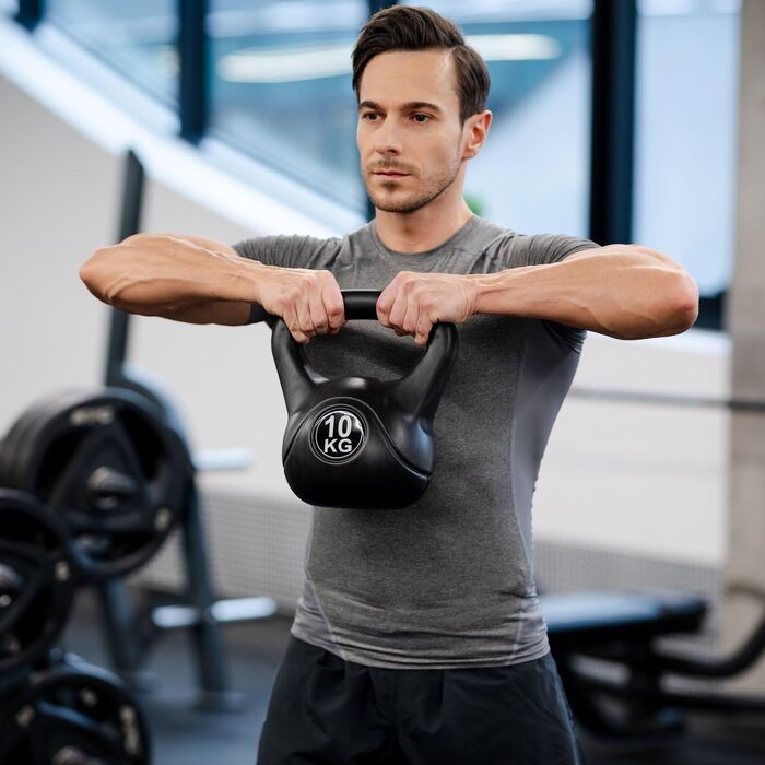 Гіря Gymtek 10 кг для силових тренувань фітнес-обладнання для нарощування м'язів, ергономічна ручка, чорна