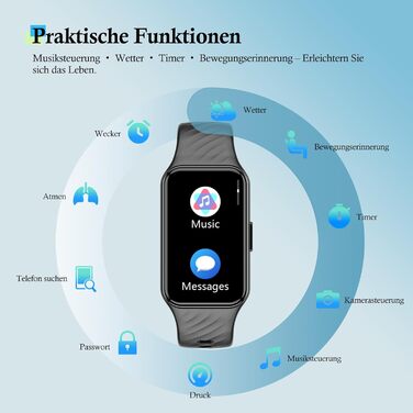 Розумний годинник IOWODO для жінок та чоловіків Кольоровий дисплей 1,47 дюйма Спортивні режими та водонепроникність IP68 Цілодобовий аналіз серцевого ритму та сну Крокомір та трекер активності Підсвічування 2 чорних ремінці для годинника