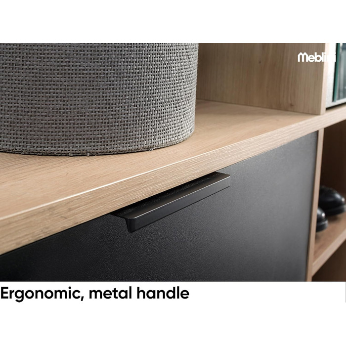 Шафа для передпокою з дзеркалом - Гардеробна шафа - Вузька шафа для передпокою - Комплект меблів для передпокою - Висока шафа для передпокою - Мілано - 100x33x190 см П/Л - Дуб Артісан/Чорний