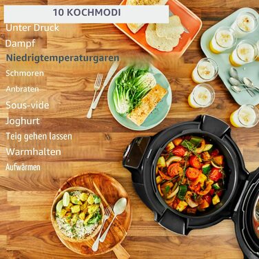 Мультиварка-скороварка Moulinex Cookeo Wi-Fi 10-в-1, 10 режимів приготування, покрокові інструкції, CE96G810, чорна