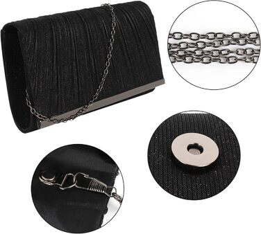 Чорний клатч з блискітками та знімним ланцюжком для вечірки, весілля, балу або урочистого заходу 06152