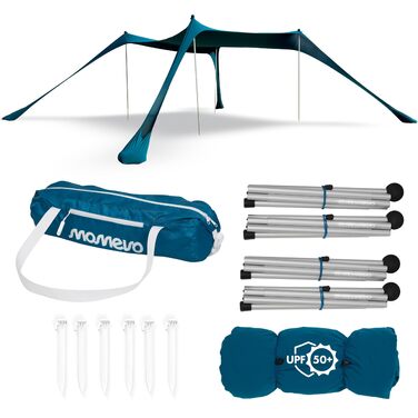 Пляжний намет Sunsail Big Family - пляжний сонцезахисний намет із сертифікованим захистом від ультрафіолету UPF50 (до 6 осіб, колір петролево-синій) 3 метри x 3 метри