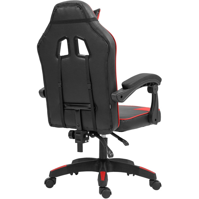 Офісне крісло CLP Orkney Ергономічне ігрове крісло з оббивкою зі штучної шкіри Робоче крісло з регульованою спинкою та підголівником, колір чорний/червоний
