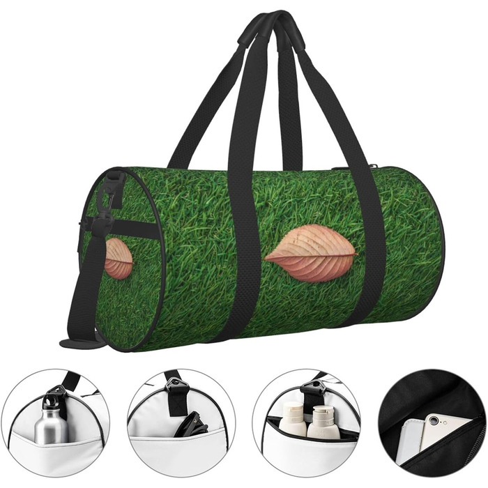 Спортивна сумка-мішок для подорожей з осіннім листям на зеленому тлі, чорна, універсальний розмір, дорожня сумка