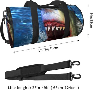 Спортивна сумка для подорожей, дизайн Акуляча голова, чорна, універсальний розмір