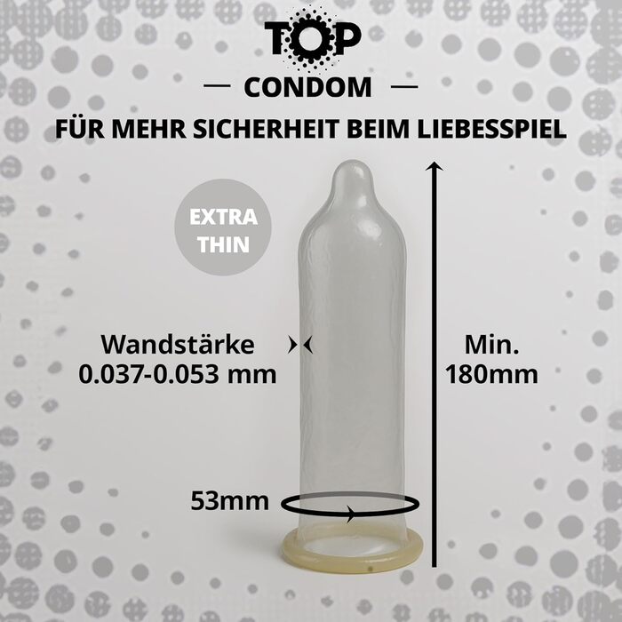 ТОП-презервативи, упаковка з 12 шт. , тонкі, натуральні та чутливі, виготовлені з латексу, з резервуаром, діаметр 53 мм, для чоловіків, надзвичайно тонкі