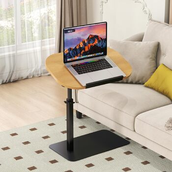 Журнальні столики з масиву дерева C-подібної форми, регульовані по висоті, журнальний столик з металевою основою, що обертається на 360, невеликий жорстокий столик, дерев&39яні жорстокі столики для дивана/ноутбука, столик для дивана у вітальні, столик для