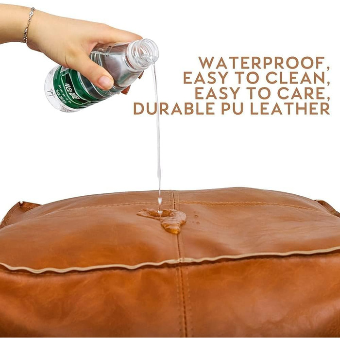 Пуф Louis Donn з чохлом для пуфа, квадратним сидінням, підніжкою, кобурою, пуфом зі штучної шкіри без наповнення, підніжкою для використання в приміщенні та на вулиці, 45x45x45 см (коричневий) (ТІЛЬКИ чохол) помаранчевий