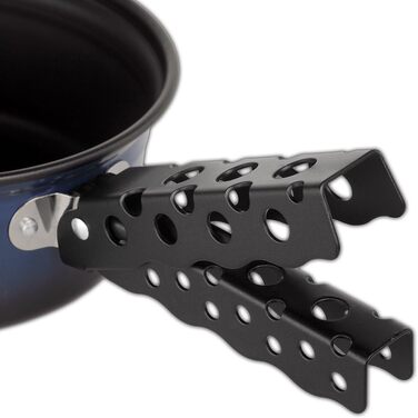 Набір посуду для кемпінгу BLACK CREVICE I Алюмінієвий посуд з антипригарним покриттям I Похідний набір посуду I 2 каструлі та 2 сковороди I Комплект включає сітчасту сумку