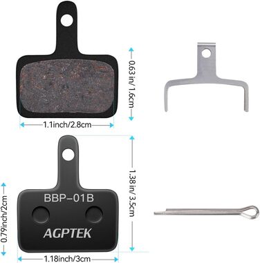 Гальмівні колодки AGPTEK 4 шт. для велосипеда, дискові гальмівні колодки, високопродуктивні гальмівні колодки, дискові гальмівні колодки та пружина (смола) для гірських велосипедів, дискові гальма, велосипедні колодки, гальмівні колодки (4 шт.), чорні