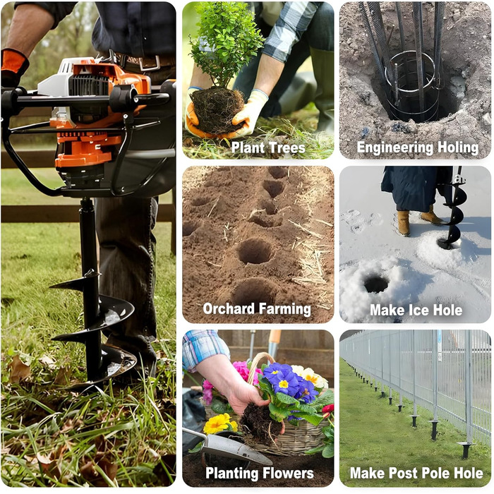 Садовий бурильник для стовпів, 4 фути, ручний, з гострими міцними лопатями, 31,5 дюйми для швидкої посадки цибулин, розсади та встановлення стовпів (діаметр 10 см)