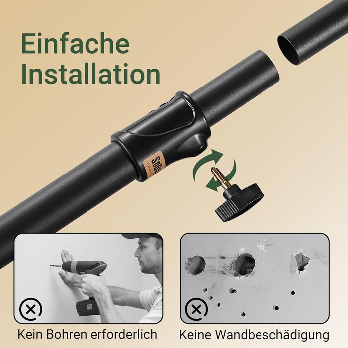 Телескопічна вішалка для одягу SoBuy, міцна вішалка для одягу, регульована відкрита шафа для спальні, вішалка для пальто, чорна KLS03-II-SCH