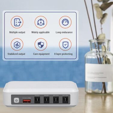 Міні UPS 6000mAh для роутера/модему з декількома виходами, розумним LED-індикатором та захистом від перебоїв живлення (Європейський штекер)