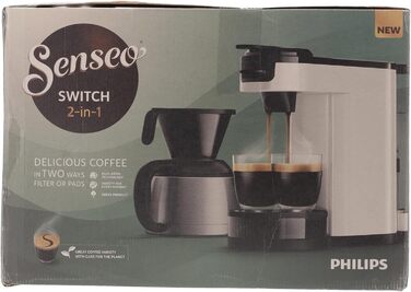 Кавоварка Philips Senseo Switch з фільтром і капсулами, технологія приготування 2-в-1, ємність для води 1 л, 7 чашок за один раз,