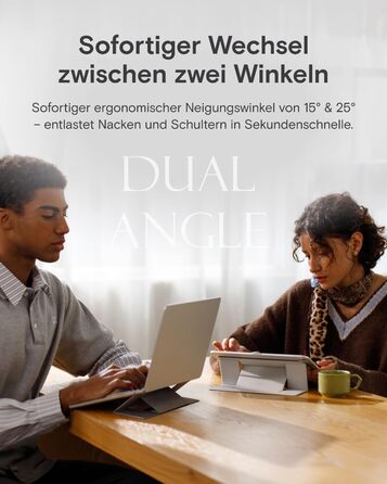 Підставка для ноутбука, складана, без клейкої основи, з 2 регульованими кутами нахилу, обтягнута екошкірою MOVAS. Портативна підставка для ноутбуків та планшетів 13 та 15. Чорний колір - великий розмір.