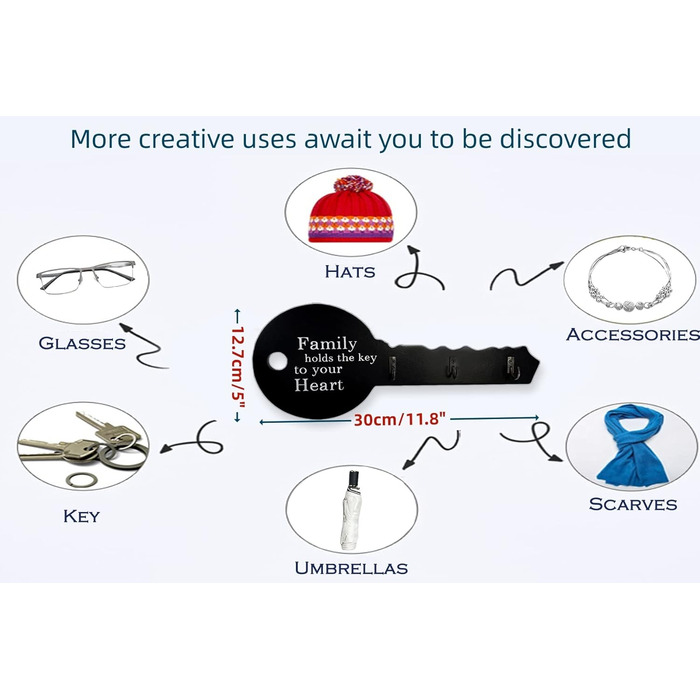 Подарунок для прикраси будинку Ключниця з дерева, самоклеюча або свердлильна, 3-стороння установка, дошка для ключів, дошки для кл