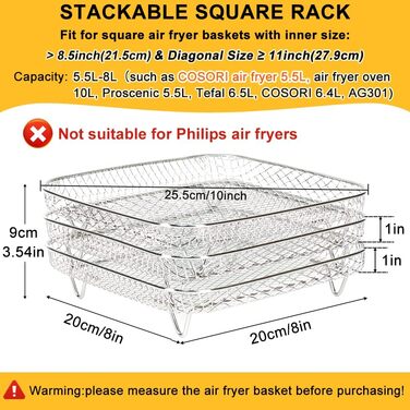 Аксесуари для фритюрниці YQL для фритюрниці Cosori 5.5 XXL/6.4L, 20cm 304 з нержавіючої сталі Аксесуари для фритюрниці Аксесуари для фритюрниці