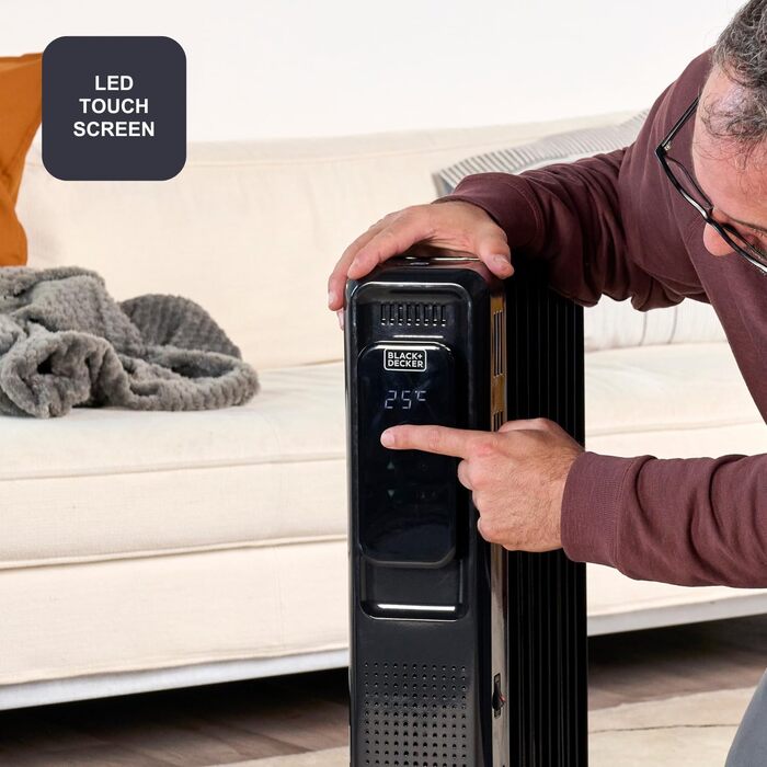 Електронний масляний радіатор 2000 Вт 9 нагрівальних елементів 3 режими нагріву Цифровий дисплей Регульований термостат 24-годинний таймер Ультратихий 2000 Вт 9 елементів, 2001E