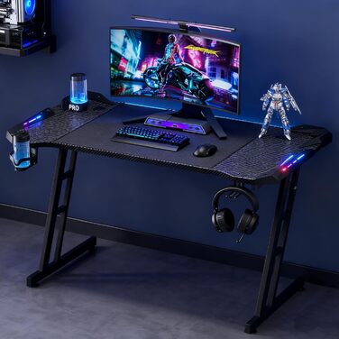 Ігровий стіл Storeo Imp, 120 x 60 см, МДФ / сталь / вуглецеве волокно, чорний