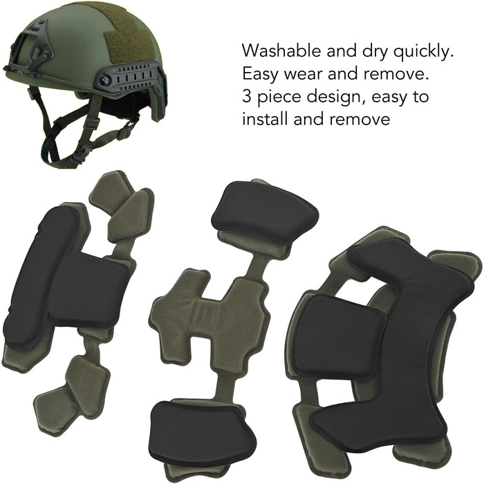 Тактична система підвіски шолома Dial з ремінцем для підборіддя для ACH, Mich, Team Wendy, FMA, EXF, з м&39якою комфортною підкладкою, кріпильними гвинтами, аксесуарами, губкою армійського зеленого кольору