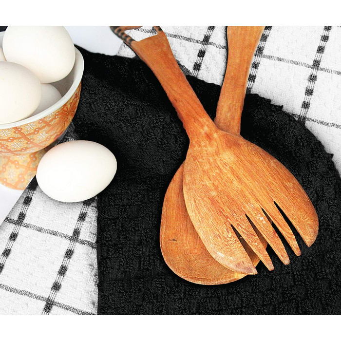 Чайних рушників Кухонні рушники, бавовняний чайний рушник 38 x 64 см - можна прати в машині (чорні та білі) 12 pack чорні та білі,