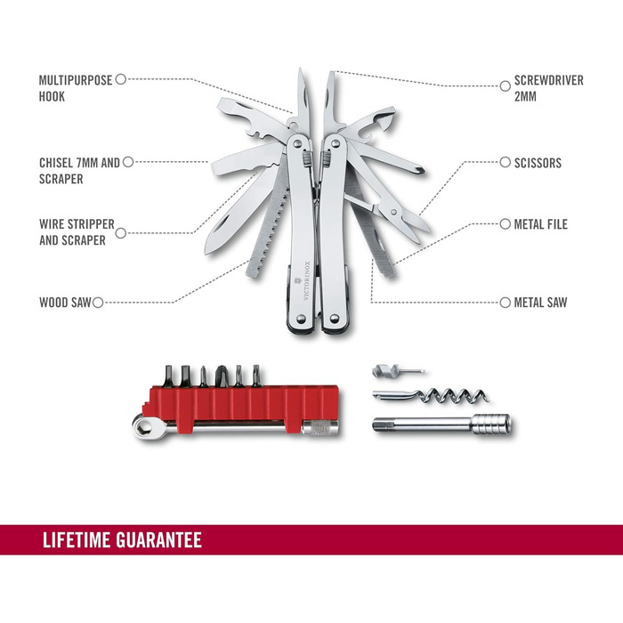 Багатофункціональний інструмент VICTORINOX Swiss Tool Spirit X Plus Ratchet, 36 функцій, швейцарського виробництва, мультитул з фі