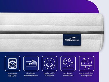 Матрац Traumnacht Comfort 7-Zone 2-в-1 Duo Cold Foam, переможець тесту Stiftung Warentest 03/2021, сертифікований ko-Tex, 140 x 200 см, розроблений у Німеччині