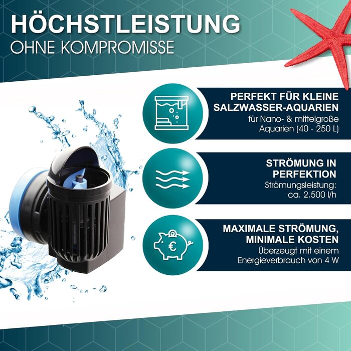 Циркуляційний насос TUNZE Turbelle nanostream 6020 I Насос з витратою 2500 л/год I Пропелерний насос з магнітним тримачем та безшумним затискачем для скла товщиною до 12 мм I Водяний насос для акваріумів