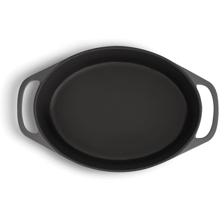 Кокотниця з кришкою, сіра, овальна, 33 см, 6,5 л, чавунна жаровня, індукційна каструля. 33 см сіра