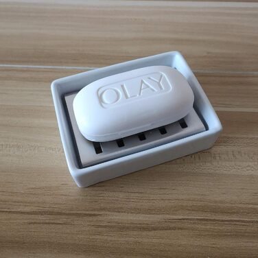 Керамічна мильниця Lofekea, мильниця з нержавіючої сталі для ванни та душу, двошарова зливна мильниця