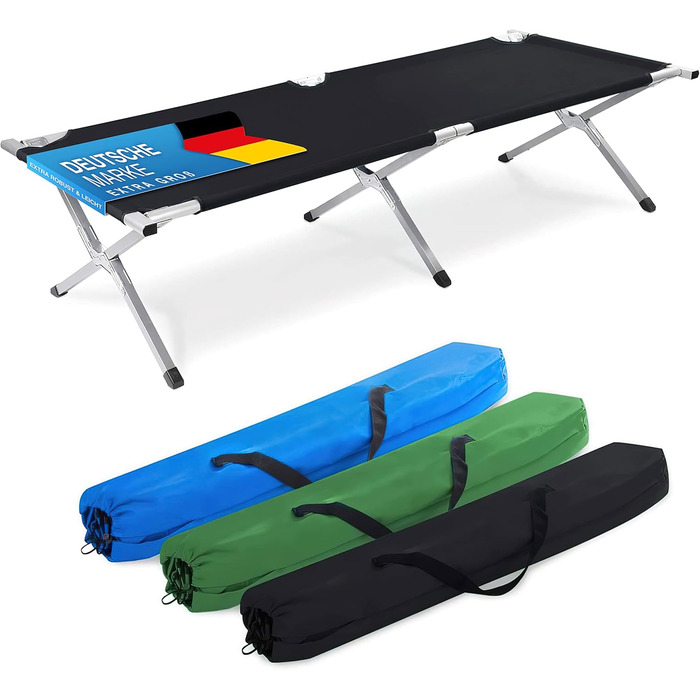 ТОВАРИГАДЖЕТИ Складане армійське польове ліжко з алюмінію - Складане кемпінгове ліжко та гостьове ліжко чорного кольору