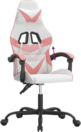 Геймерське крісло, офісне крісло, білий та рожевий, штучна шкіра