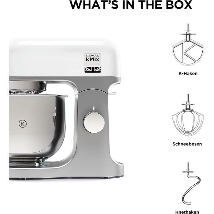 Кухонний комбайн Kenwood KMix, 1000 Вт, 5 л, нержавіюча сталь, 6 швидкостей, білий