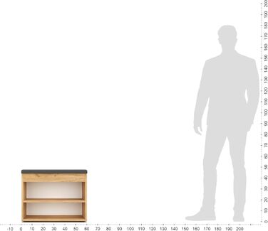 Лавка для взуття KOMTO з сидінням - Полиця для взуття Лавка з місцем для зберігання Медовий дуб 60 x 48 x 32 см Маленька шафка для взуття з лавкою Лавка для передпокою Гардеробна лавка Sofia Медовий дуб Оббивка сіра 60 x 48 x 32 см