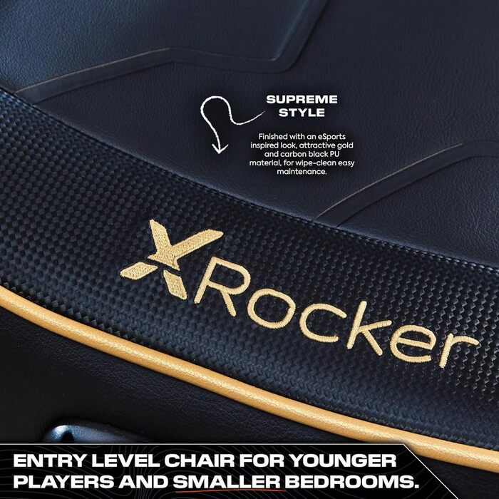 Дитяче ігрове крісло-гойдалка X Rocker Shadow 2.0 з аудіосистемою 2.0 - золотисте/чорне