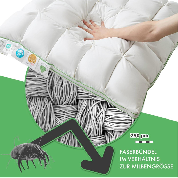 Подушка Welldora преміум-класу 80x80 100 пух та пір&39я Інноваційний дизайн Puff Cloud для максимального комфорту та ергономіки Подушка середньої жорсткості, медично протестована, сертифікована Oeko-Tex у Швейцарії, 80 x 80 см