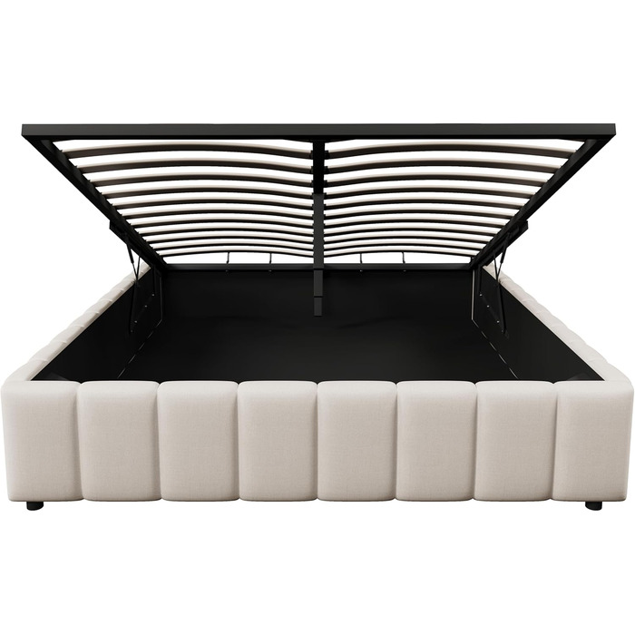 М&39яке ліжко 140x200, двоспальне ліжко з місцем для зберігання та рейковим каркасом, без узголів&39я, каркас ліжка з гідравлічною шухлядою для зберігання, гідравлічне ліжко, ліжка з місцем для зберігання, каркас ліжка, дитяче ліжко, лляне, без матраца, б