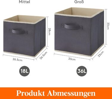 Коробка для зберігання речей Lifewit Fabric Storage Box, складні куби для зберігання об&39ємом 18 л, органайзери з нетканого матеріалу з ручкою для полиць-кубів, вставка для полиць, 10 шт. , 26,5 x 26,5 x 28 см, сірий
