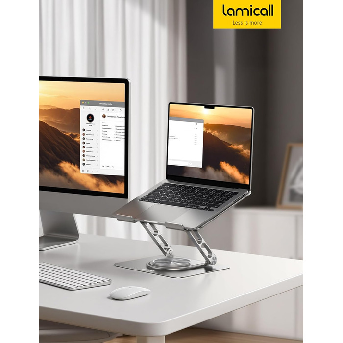 Підставка для ноутбука Lamicall регульована, поворотна на 360, алюмінієва, складана. Ергономічна підставка для Macbook Pro/Air та інших ноутбуків 10-17,3 дюймів для дому та офісу срібляста.