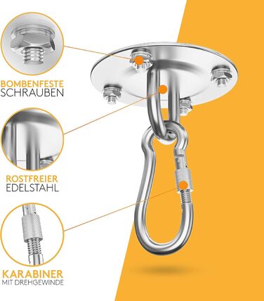 Стельовий гачок MEISTERFAKTUR для боксерських груш - Вантажопідйомність 500 кг - Вибухозахищений тримач для боксерських груш - Іде