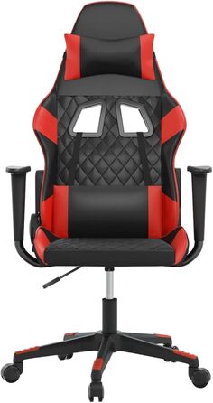 Геймерське крісло з функцією відкидання спинки, штучна шкіра чорно-червоного кольору, 64x60x117-127 см, для геймерів, модель 3143754