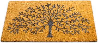 Кокосовий килимок для вхідних дверей, підходить для використання всередині та зовні приміщень, привабливий та декоративний брудозахисний килимок для ваших вхідних дверей, миється, з нековзним ПВХ, килимок для вхідних дверей 40x70 см (Дерево життя)