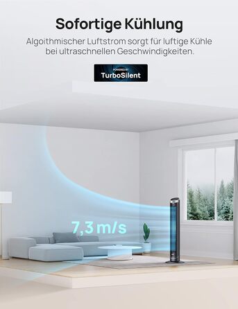 Тихий баштовий вентилятор Dreo 28 дБ, пульт дистанційного керування охолодження 5-швидкісний 4 режими 12-годинний таймер, коливаль