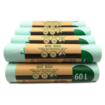 Біорозкладні пакети для сміття, зелені, 60 л, 50 шт.