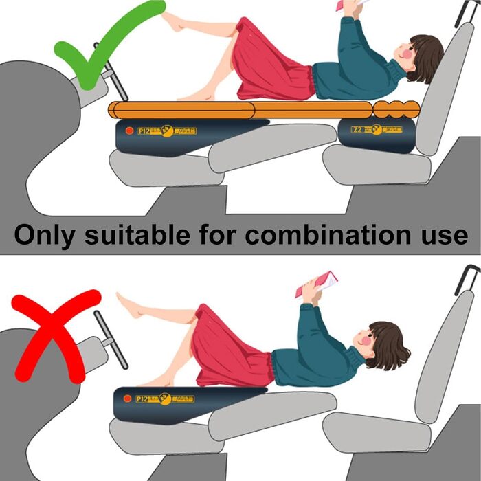 Надувний матрац для автомобіля - Ліжко на передньому сидінні автомобіля, Надувна подушка для автомобіля Надувна передня подушка для автомобільного матраца, Водонепроникний товстий надувний матрац з ПВХ, Герметичний P12-Чорний